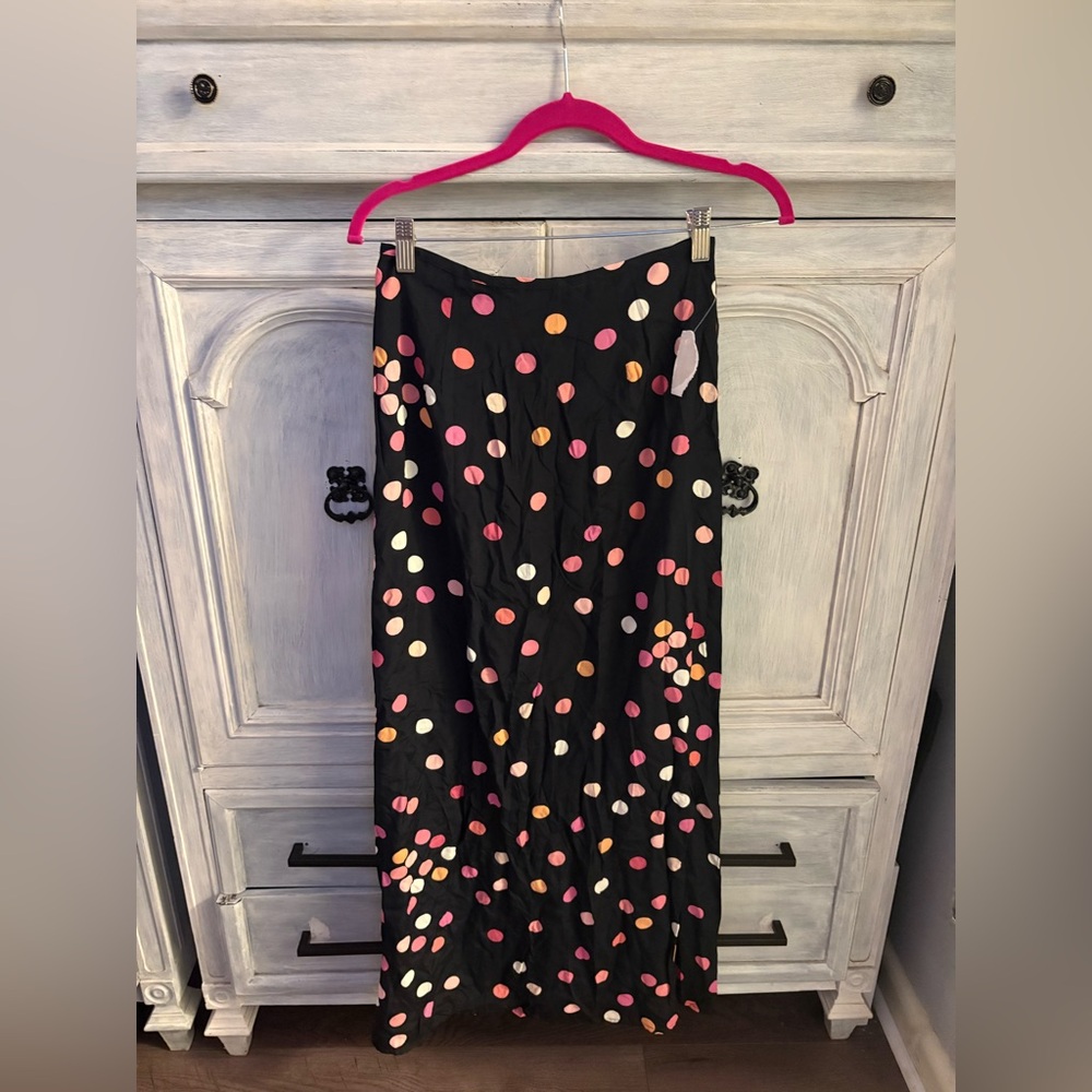 Vintage Y2K XOXO Black Polka Dot Maxi Skirt Stylish Dainty Fun Whimsical
